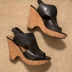 Black and Tan Franco Sarto Wedges